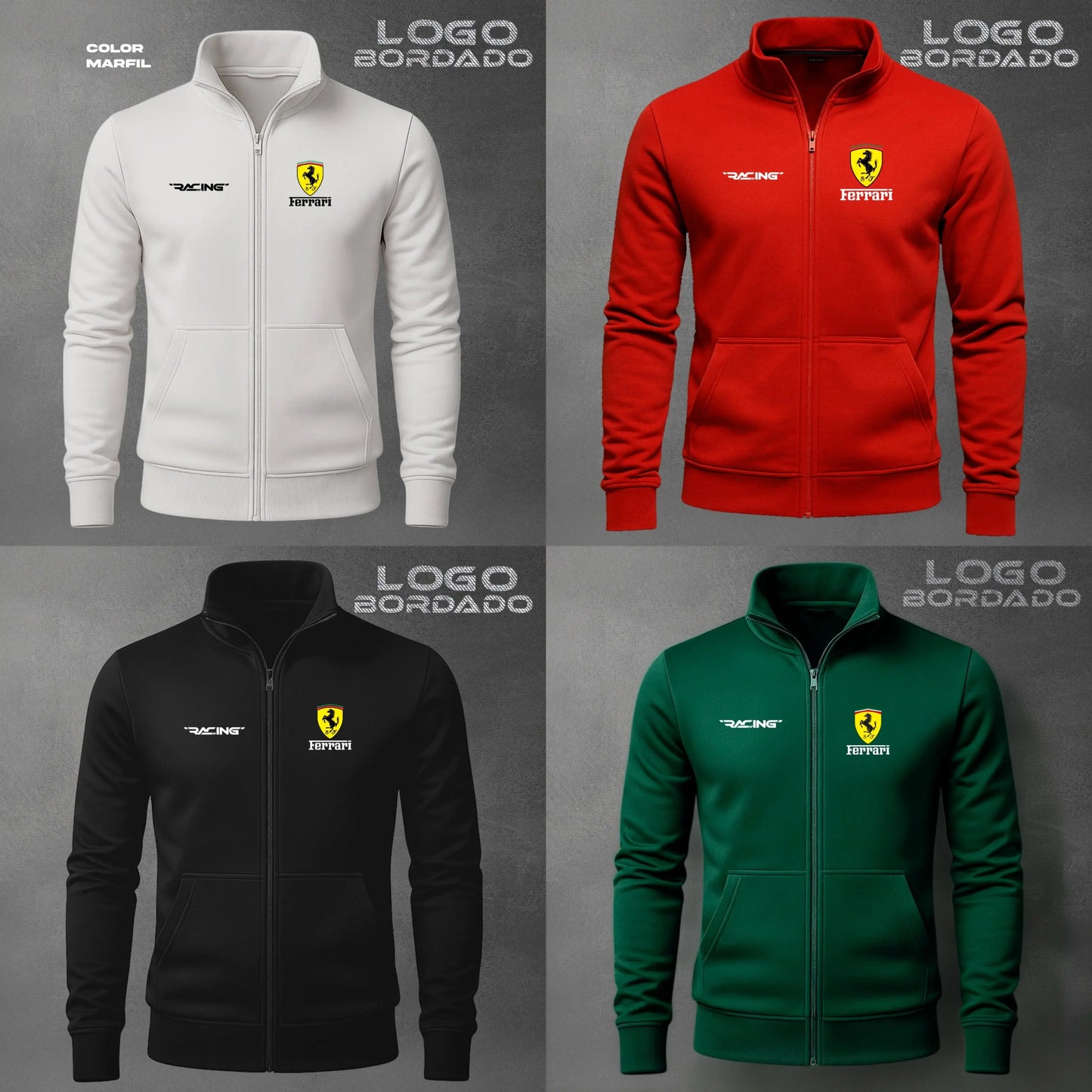 Buzo cuello alto de Ferrari con logos bordados COLECCIÓN UNICA🔥 Solo por hoy con el 30% DCTO